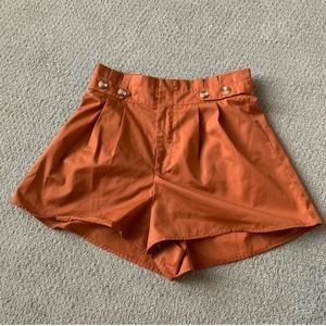 Orange Paperbag Shorts - Button Detail